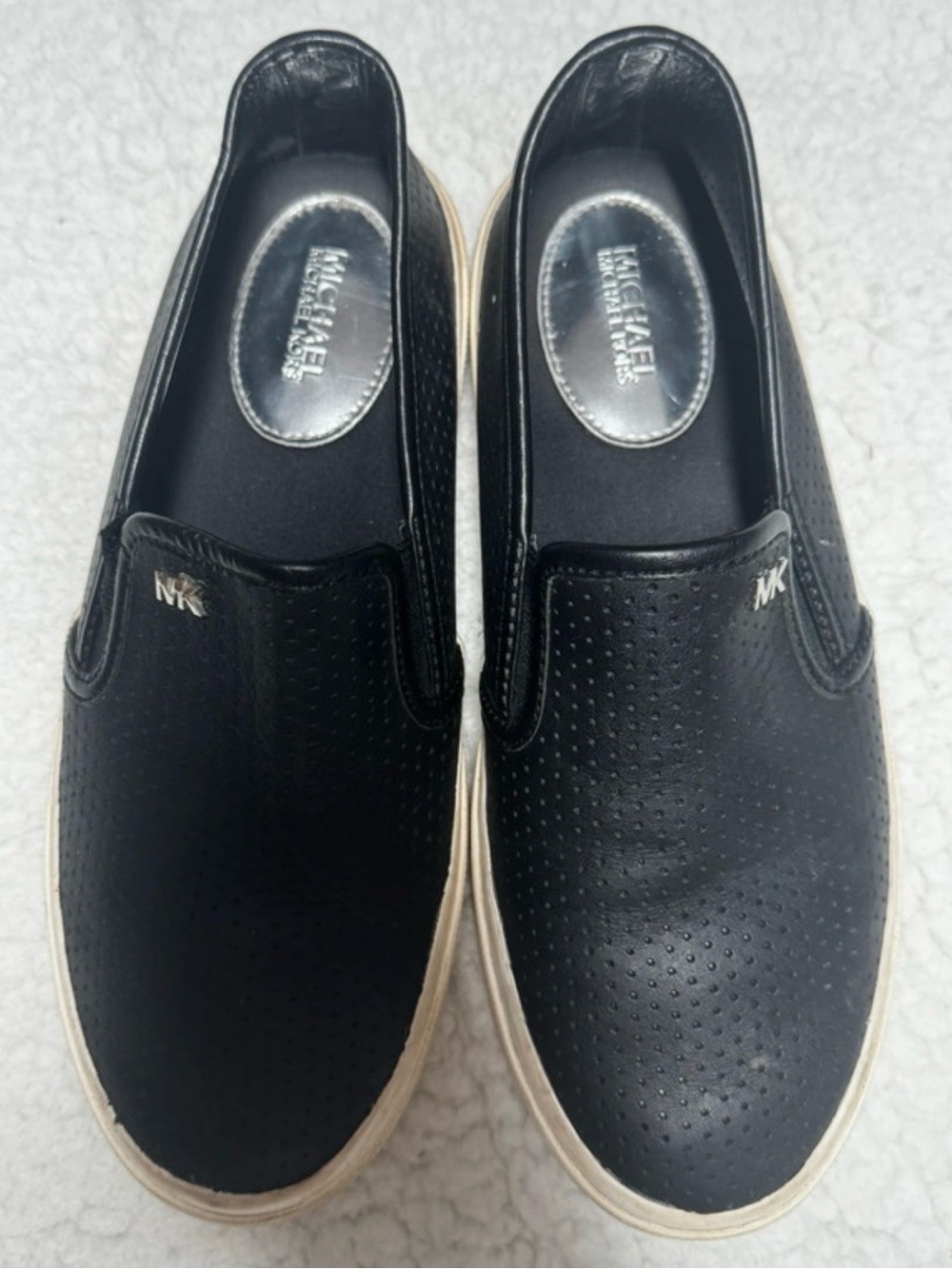 Michael Kors Black Perforated Slip-On Loafers
